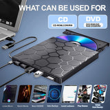 External CD/DVD Drive Player, 7 In 1 USB 3.0 CD/DVD-ROM +/-RW CD Burner For Laptop Desktop M-a-c,Windows 11/10/8/7 ux
