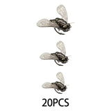 20x Fishing Flies Simulation Fast Sinking Dry Baits Wet Nymph Fly Metal with Hook for Crappie Trout Snapper Bluegill Salmon