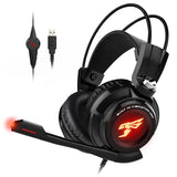 Somic Wired Gaming Headset 7.1 Channel Professional Vibrating LED Light USB Interface Surround Sound Headphone Black
