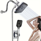1Set High Pressure Square Rain Shower Head, High Pressure Handheld Shower, Equipped 149.86cm Extra Long Hose, 3-Way Diverter, Adhesive Shower Head Holder, Extention Shower Arm, Top Shower Head Set, Bathroom Accessories (Chromium Plating)