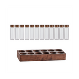 Beans Storage Container Tea Test Tube Glass Bottle with Walnut Display Rack Espresso Coffee Accessories B