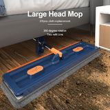 or Cleaning Handsfree Self-Wringing Flat Mop With Squeegee 360° Swivel 42cm Large Head Wet&Dry Use For Wood Tile Marble