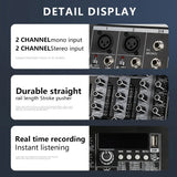 Audio Mixer Sound 2x Mono Stereo Input Professional 4 Channel Digital Mi Console for DJ Studio Stage Performance