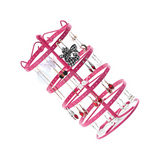 Wrought Iron Four-Story Rotating Jewelry Earring Bracelet Display Rack Pink
