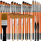 32/28 Pcs Paint Professional Water-color and Gouache Painting Nylon Hair Birch Handle Brushes for Beginner