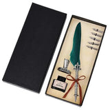 English Calligrap Feather Vintage Advertising ink Dip Water Metal Fountain Pen Set Birthday Gift Box 5 Nibs