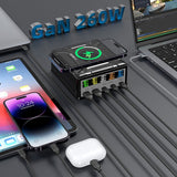 260W High Power Laptop & Cell Phone Charger - Fast QC3.0 PD3.1 Multi-Port Charging, Wireless Charging. UK Plug.