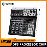Audio Mixer Sound 2x Mono Stereo Input Professional 4 Channel Digital Mi Console for DJ Studio Stage Performance