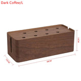 1PCS Wooden Table Wire Cable Organizer Solid Wooden Junction Box Cable Winder Storage Box Desktop Clip Holder For TV Box