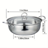 1pc, Stockpot With Glass Lid (11.02''), Stainless Steel Cooking Pot, Soup Pot, Dishwasher And Oven Safe, Kitchen Utensils