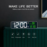 Table Digital Mirror Alarm Clock Watch For Bedrooms Snooze Function Electronic Desk Clocks