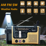Multifunctional Solar Hand Crank AM FM SW Emergency Weather Radio with Flashlight 2000mAh Phone Charger Power Bank