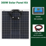 300W/600W 18V Flexible Monocrystalline Solar Panel with 60A Controller - Complete Kit for Outdoor, Phone, RV, Car, Boat, Camping.