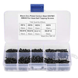400PCS Screws Self-Tapping Screws,Black M2*4/5/6/8 M2.6*6/8/10/12 Cross Pan Head Self Tapping Metal Screws Set Assortment Kit