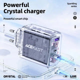 ACEFAST A45 Crystal GaN3 65W EU Fast Charging Charger For iPhone 15/14/13/12 USB C PD3.0 Quick Charge Adapter For MacBook Laptop
