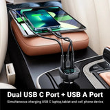 ACEFAST B5 101W Metal OLED Display Car Fast Charger For iPhone 15 14 Pro Max Dual USB C Car Charging Adapter For MacBook Laptop