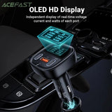 ACEFAST B5 101W Metal OLED Display Car Fast Charger For iPhone 15 14 Pro Max Dual USB C Car Charging Adapter For MacBook Laptop
