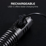 APLOS E10 Rechargeable Torches Tactical Flashlights LED 18650 SST40 1300LM with Power Indicator USB-C IPX8 EDC Camp Lighting