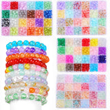 About 480pcs Solid Glass Beads Loose Beads 24 Grid Set Box DIY Bracelet Necklace Beads Earrings Jewelry Accessories Materials