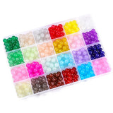 About 480pcs Solid Glass Beads Loose Beads 24 Grid Set Box DIY Bracelet Necklace Beads Earrings Jewelry Accessories Materials