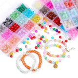 About 480pcs Solid Glass Beads Loose Beads 24 Grid Set Box DIY Bracelet Necklace Beads Earrings Jewelry Accessories Materials
