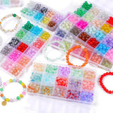 About 480pcs Solid Glass Beads Loose Beads 24 Grid Set Box DIY Bracelet Necklace Beads Earrings Jewelry Accessories Materials