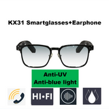 KX31 Smartglasses+Earphone HD Bluetooth Call Professional Noise Reduction 3D Surround HIFI Sound Quality IPX4 Waterproof Anti-UV