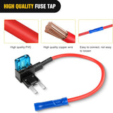 10 Pack 12v fuse tap Kit ,Fuse Holder Add-a-circuit Fuse TAP Adapter Mini ATM APM Blade Fuse Holder with 15A mini fuse