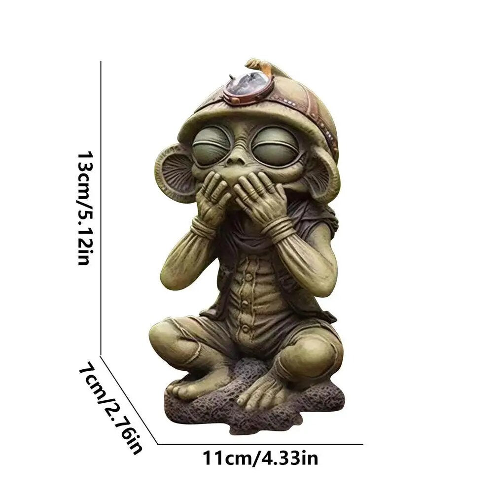 Alien Statue Extraterrestrial Alien Sculpture Enigmatic Figurine Home Decor Products For Lawn Terrace Living Room Bedroom Garden