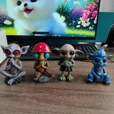 Alien Statues Decor Resin Alien Garden Decor Sculpture Portable Yard Art Figurine Alien Statue Ornaments For Home Lawn Porch