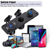 Aluminum Alloy Three In One USB Charging Dual QC3.0 Blue Screens Digital Voltmeter Cigarettes Lighter Switch Combination
