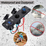 Aluminum Alloy Three In One USB Charging Dual QC3.0 Blue Screens Digital Voltmeter Cigarettes Lighter Switch Combination