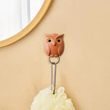 Animal Key Hanger Animal Wall Hooks Punch-free Magnetic Resin Creative Owl Wall Decor Hook For Coat Animal Themed Decoration