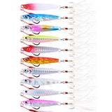 Aorace 10Pcs Super Quatity Metal Casting Jig 7g-10g-21g-28g Shore Drag Cast Jigging Spoon Fishing Lure Artificial Bait Tackle