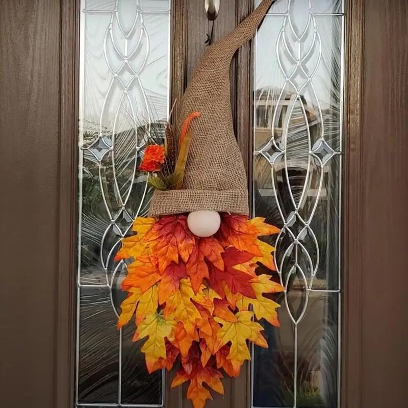 Artificial Maple Leaves Wreath Color-Changing Autumn Garland With Artificial Maple Leaves Seasonal Decor Rustic Charming Wreath