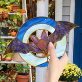 Bats Door Decor Halloween Stained Acrylic Window Sign With Suction Hook Halloween Decorations Party Favor Bat Decors For Witch