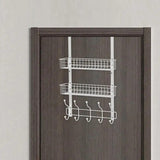 Behind Door Shelf No Drilling Door Rack With Multi Hooks Home Storage Arrangement Of Hooks For Bathroom Bedroom Living Room Stud