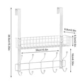 Behind Door Shelf No Drilling Door Rack With Multi Hooks Home Storage Arrangement Of Hooks For Bathroom Bedroom Living Room Stud