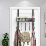 Behind Door Shelf No Drilling Door Rack With Multi Hooks Home Storage Arrangement Of Hooks For Bathroom Bedroom Living Room Stud