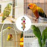Bird Parrot Toy Natural Wooden Blocks Bird Chewing Toy Parrot Cage Bite Molar Toy Parrot Cage Colorful Hanging Decoration