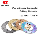 Bolany 130 BCD Folding Bike Chainwheel Positive Negative Tooth 54T 56T Chain Aluminum Alloy Plating Chainring Bicycle Parts