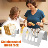 Bread Slice Rack 4 Or 6 Slots Stainless Steel Toast Rack Food Cooling Rack Rectangle Non-Stick Loaf Stand Organizer Food Cooling