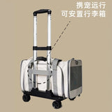 Breathable Travel Cat Bag Wheels Transporter Large Space Mesh Cats Backpack Carrying Shoulder Outgoing Para Perros Pet Carrier