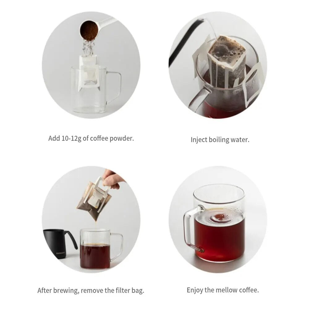 CAFEDEKONA Coffee Hanging Ear Filter Bag Disposable Drip Coffee Filter Bag for Home Office Travel Camping