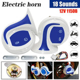 CH0007 12V Speakers Automotive 115DB Horn Auto Speaker 18 Voice Electric Siren Loud Air Snail Horn 18 Sounds Home Security Alarm