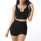CZGUKE Seamless Workout Sets for Women Ribbed Sport Bra High Waist Running Shorts Gym 2 Piece Yoga Sets