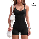CZGUKE Women Yoga Rompers Sexy One Piece Spaghetti Strap Tummy Control Padded Sports Bra JumpSuits