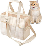 Cat Tote Bag Carrier Cotton Canvas Dog Travel Bag Carrier Tote Bag Handheld Small Dog Bag Breathable Shoulder Bag For Rabbit Cat