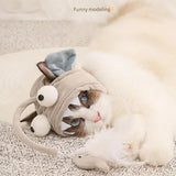 Cat Toys Cat Interactive Toys Kitten Fishing Head Mounted Hat Feathers Bait Fishing Head Covers Tease Pet Supplies Cat