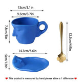 Ceramic Tea Cup Saucers Cup And Spoon Set Abstract Kiss Creative Face Cup With Saucer Creative Coffee Mug Set For Him And Her